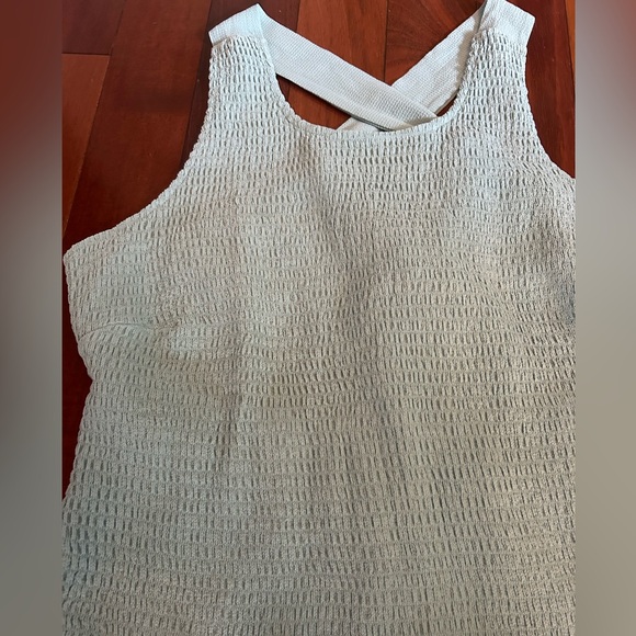 Stretchy tie back tank top baby blue peplum tank - Picture 3 of 4